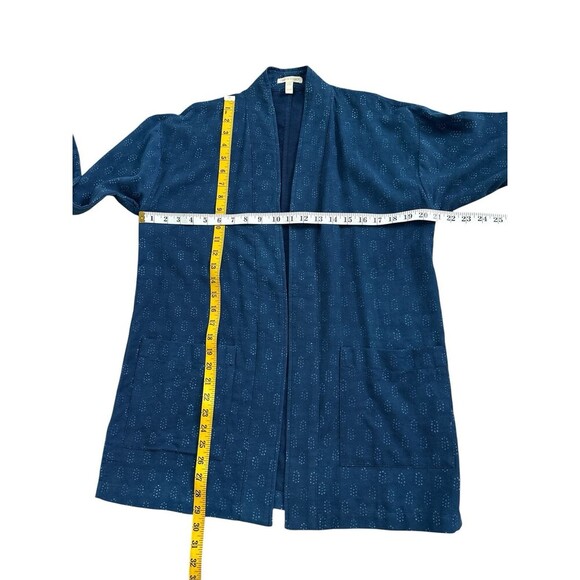 EILEEN FISHER XS Kimono Jacket Blue Organic Cotton Geometric Made in India - Picture 11 of 11